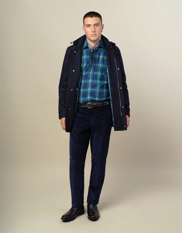 Sinatra Blue & Green Plaid Flannel Shirt