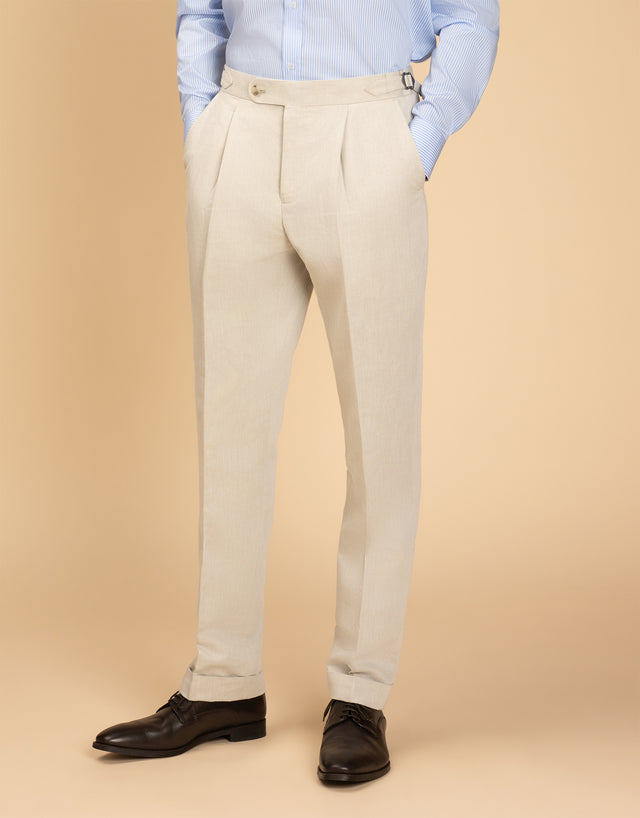 Evans Beige Linen-Cotton Trouser