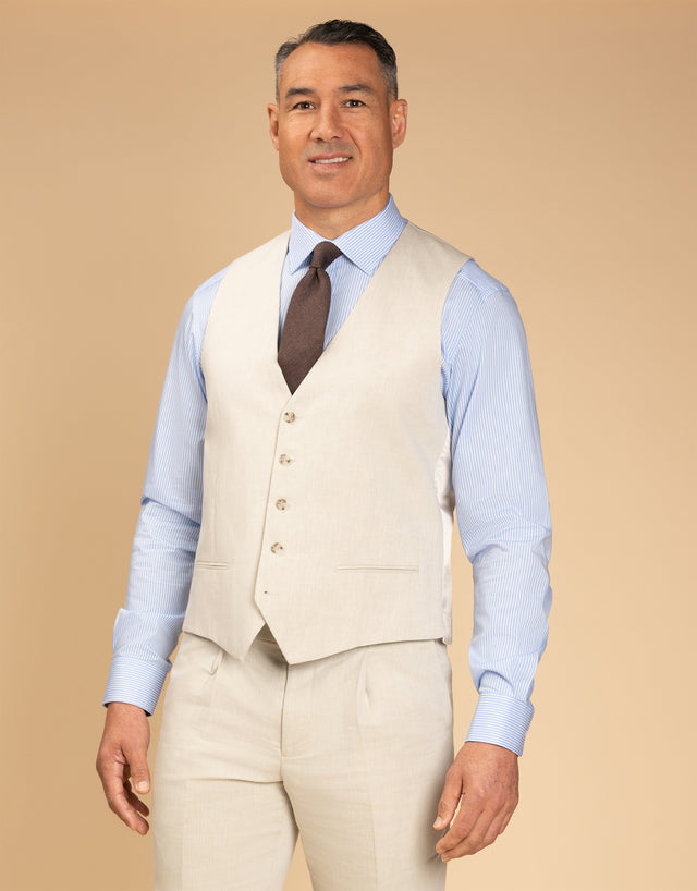 Churchill Beige Linen-Cotton Waistcoat