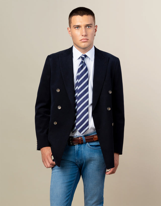 Whetu Navy Brushed Cotton Blazer