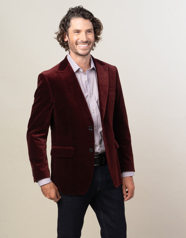 Lyon Burgundy Velvet Blazer