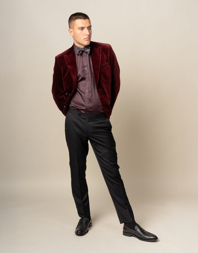 Lyon Burgundy Velvet Blazer