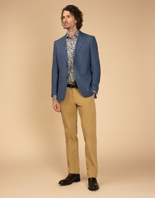 Barbican Teal Blue & Brown Floral Print Shirt