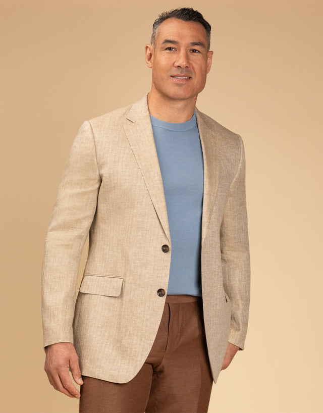 Cooper Beige Linen Herringbone Blazer