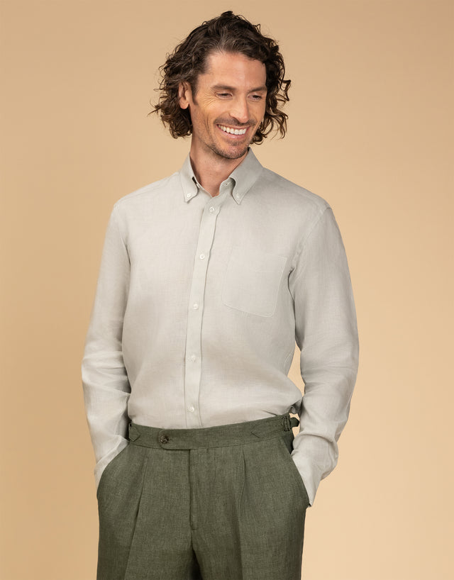 Ohope Pale Green Irish Linen Shirt
