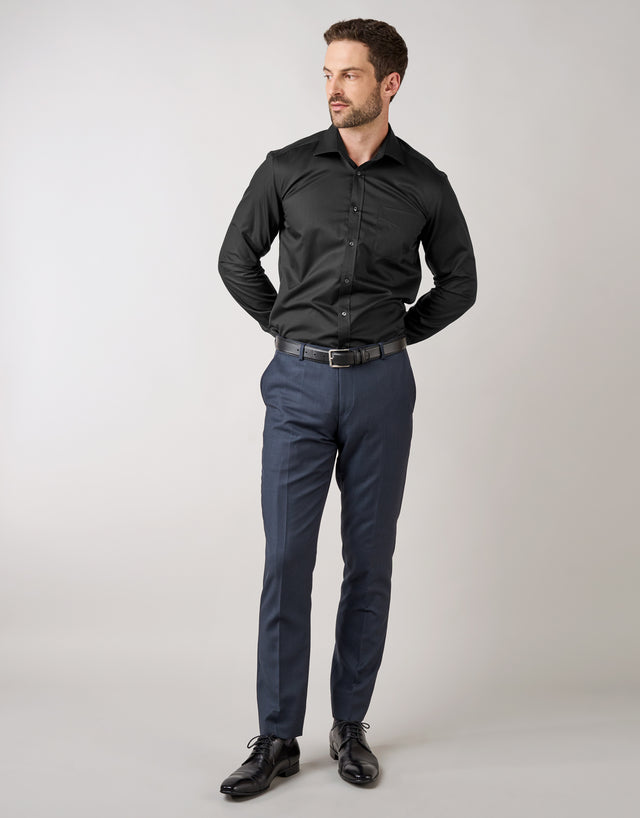 Sinatra Black Twill Tailored Shirt
