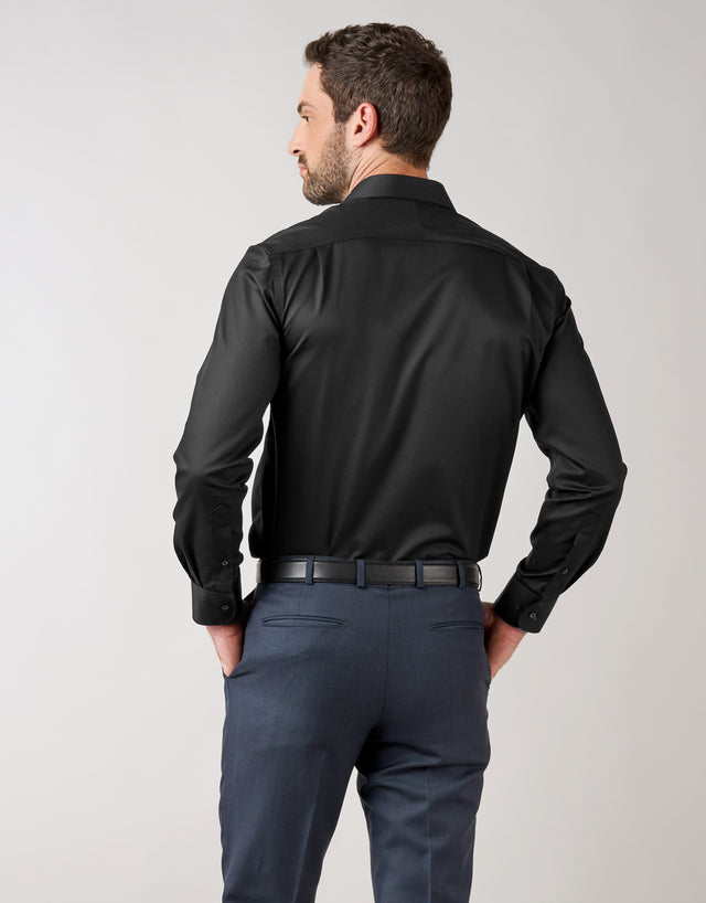 Sinatra Black Twill Tailored Shirt