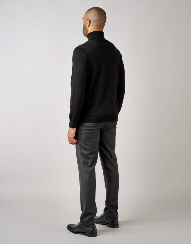 Lotus Charcoal Textured Check Suit Trouser
