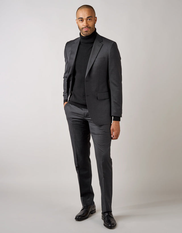 Lotus Charcoal Textured Check Suit Trouser