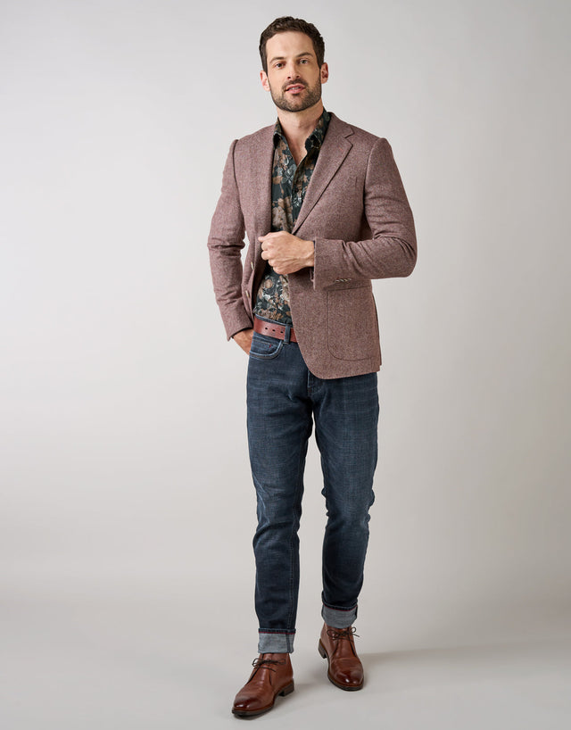 Batten Dusty Maroon Herringbone Blazer
