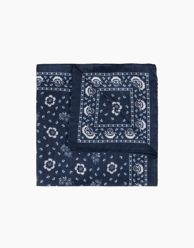 Blue, & White Floral Pocket Square