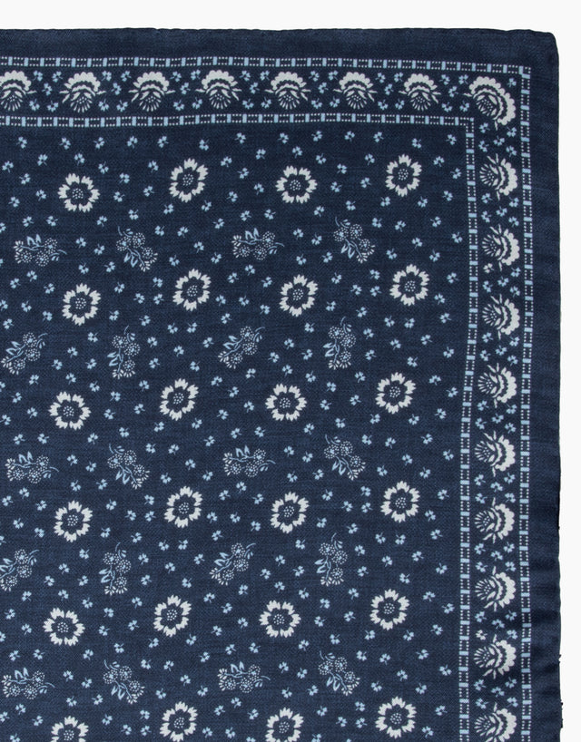 Blue, & White Floral Pocket Square